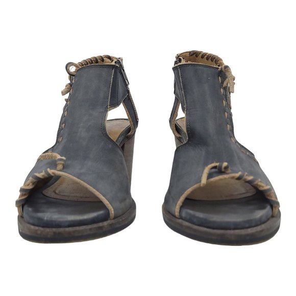 Farylrobin Loki Full Leather Chunky Heel Sandal Womens Size 8.5 Gray Black - Picture 10 of 12